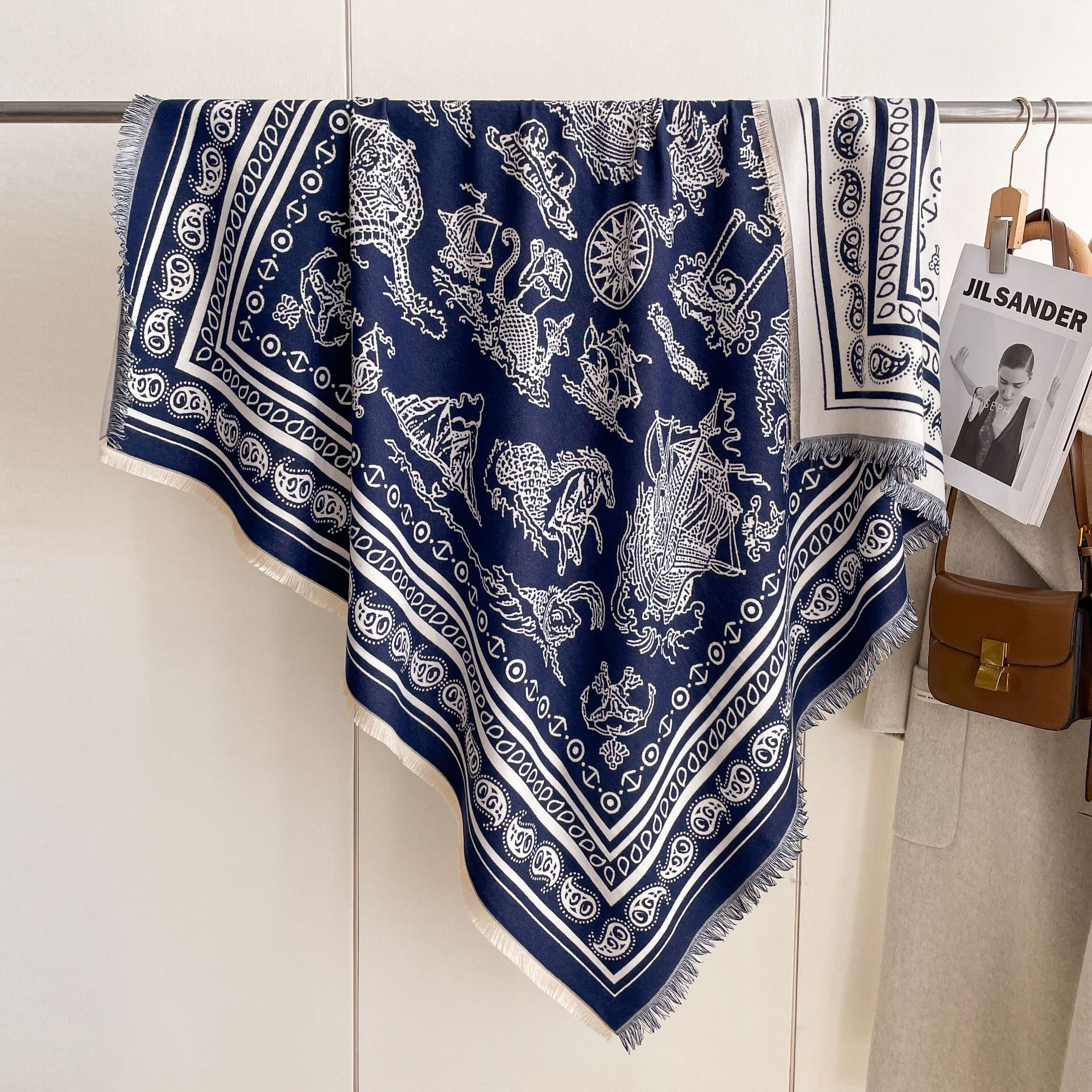 2024 flores de anacaju vintage nuevo tipo imitación de chal de cachemira aire exterior con una capa de invierno otoño calentamiento moda toallas grandes