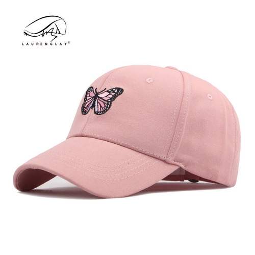 Simple butterfly embroidered hard top baseball hat for women's spring and summer travel sun protection sun hat versatile cute baseball hat