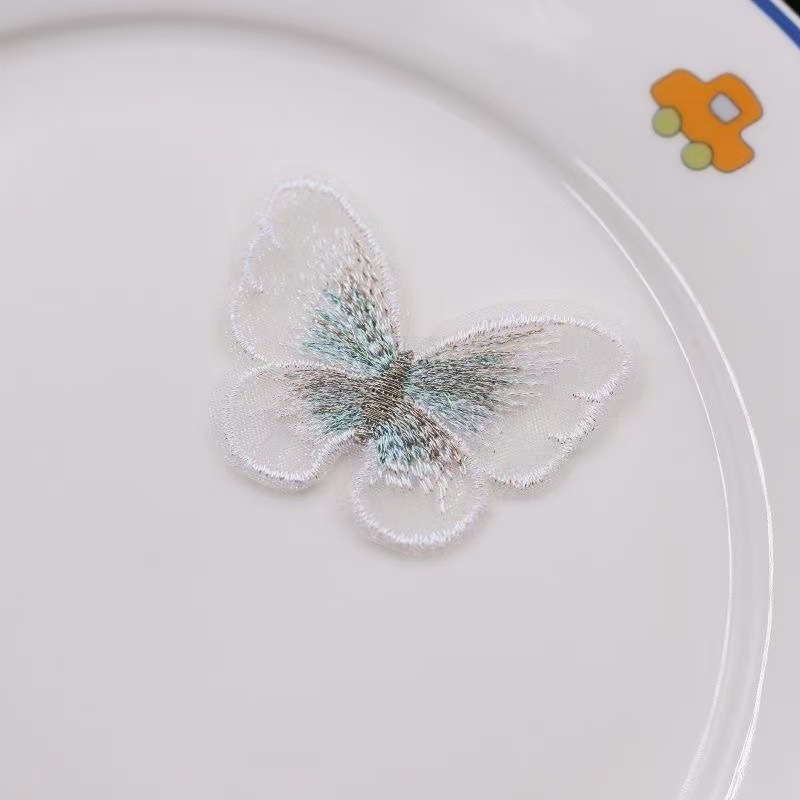 蕾丝欧根纱刺绣蝴蝶 diy手工头饰发夹配件服饰绣花发箍装饰材料|undefined