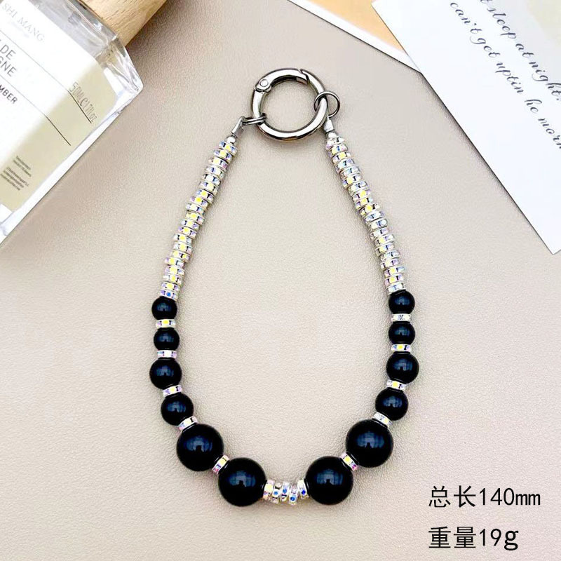 [블랙] 라인스톤 서클 펄 클립 다이아몬드 팔찌