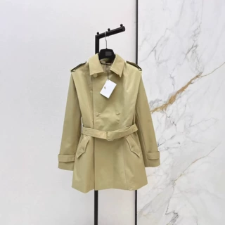 深圳南油26春夏款时尚气质金属双排扣翻领收腰显瘦中长款风衣外套