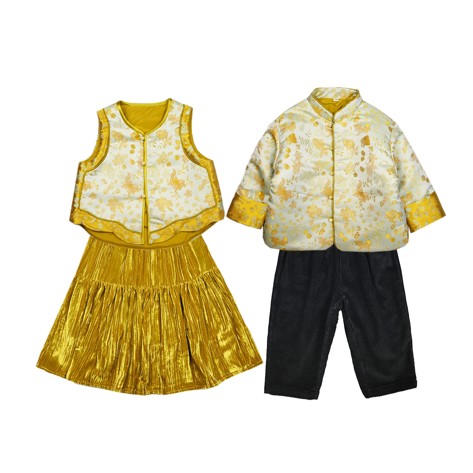 2026秋冬新品锦鲤儿童唐装兄妹装新中式女童汉服姐弟装亲子拜年服