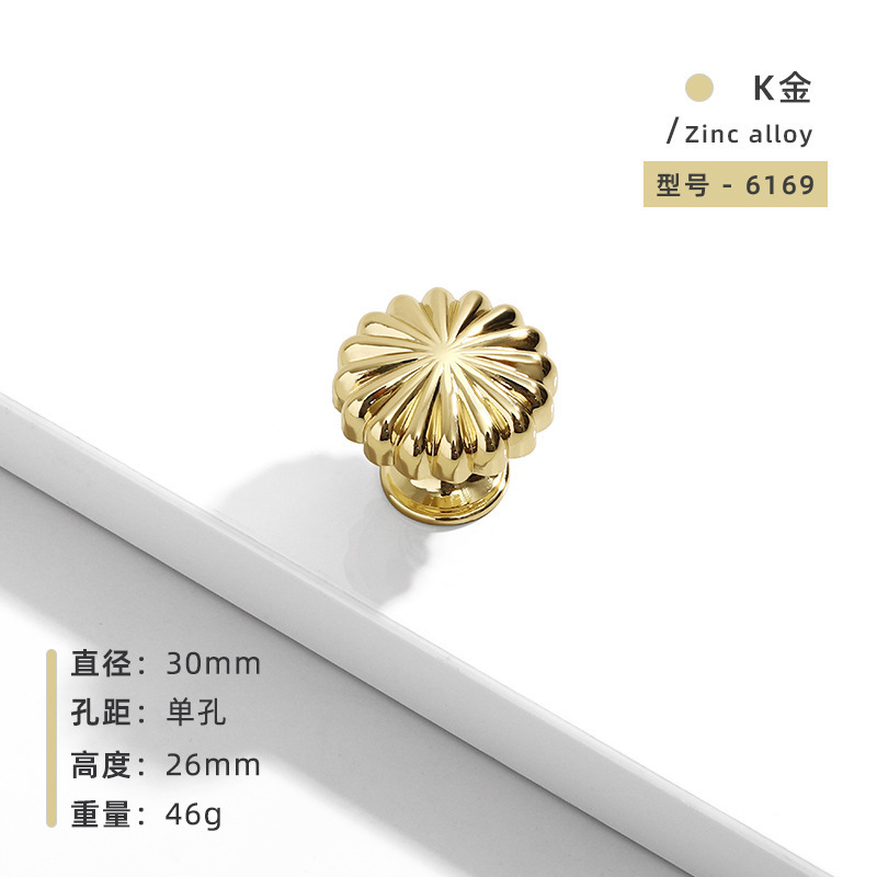 北欧シンプルな金色のカボチャの取っ手ヨーロッパ式キャビネットの引き出しの黒い丸いハンドルの家具の金属|undefined