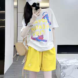 新款韩版短裤套装女夏装一件套搭配新款圆领短袖休闲时尚两件套潮