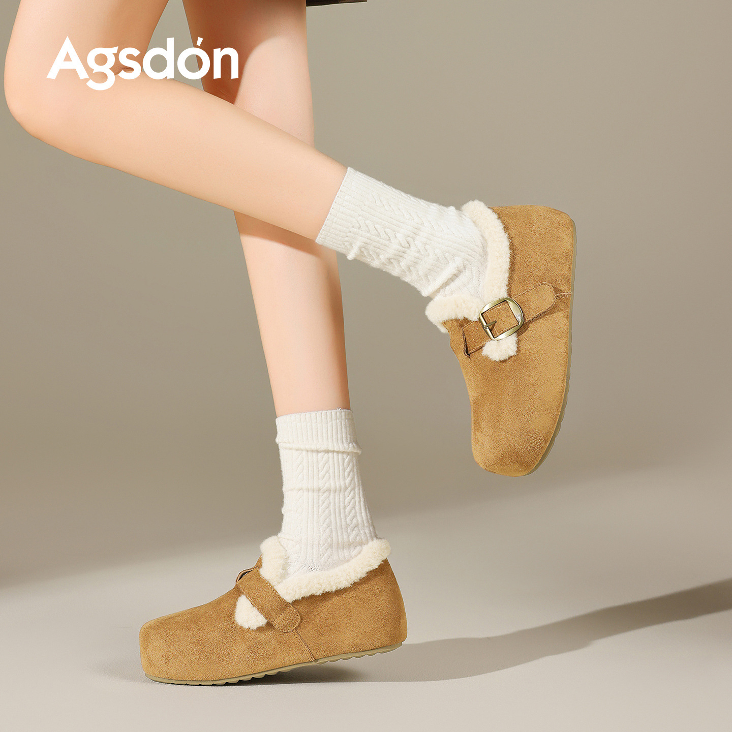 Augu Lion Deng Xiaoping Boccan zapatos para mujeres 2025 nuevo invierno todo incluido zapatos de algodón grueso con un pedazo de zapatos de nieve