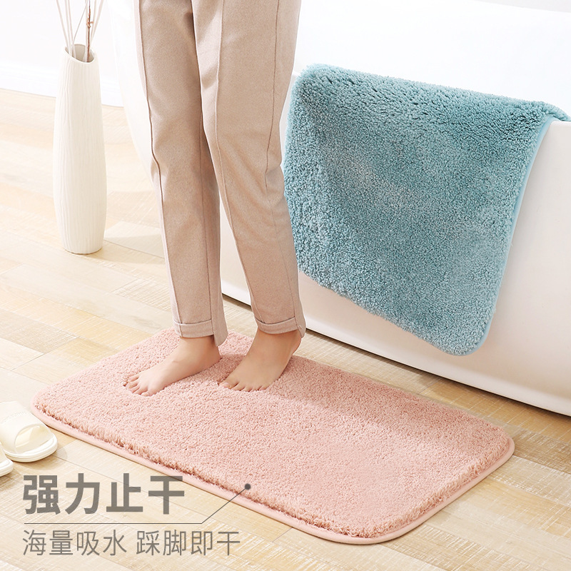 跨境仿羊绒加厚地垫地毯简约厨房卫生间门垫浴室防滑垫吸水脚垫