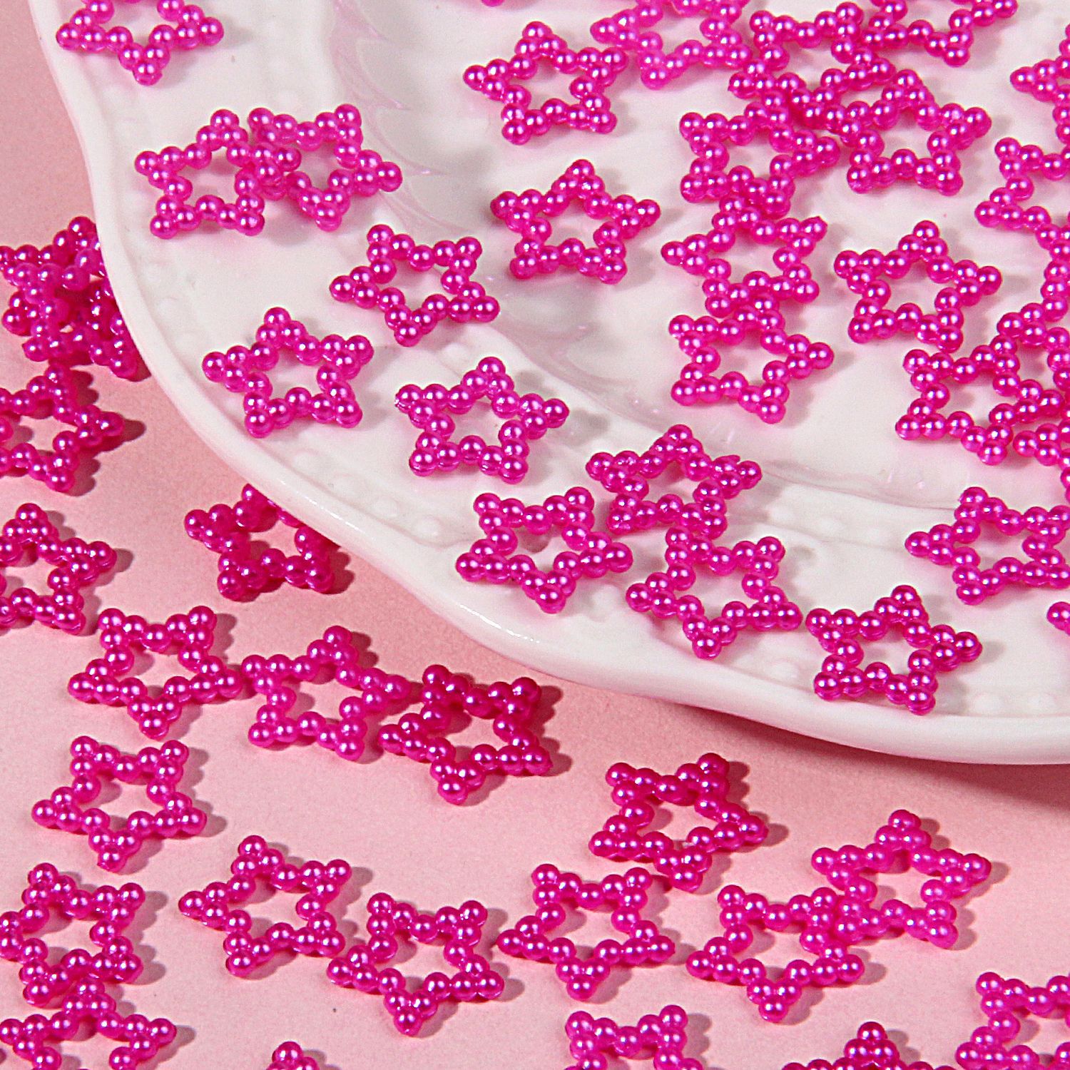 Artificial ABS perla hueco estrella de cinco puntas DIY crema teléfono móvil Shell material tocado accesorios fábrica ventas directas