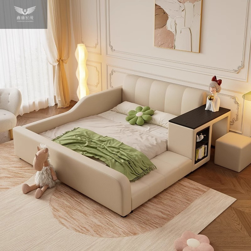Cama multifuncional de tatami para niños, dormitorio, almacenamiento integrado, cama grande de cuero de almacenamiento para adultos para niños y niñas