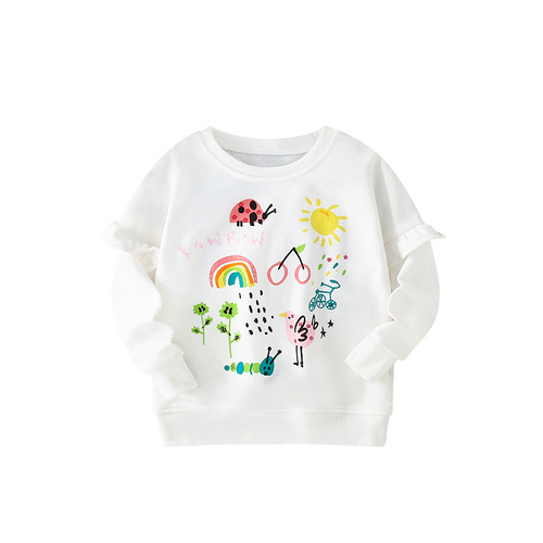 malwee girls' sweatshirts, autumn European and American children's round neck tops, Western-style autumn bottoming shirts wholesale