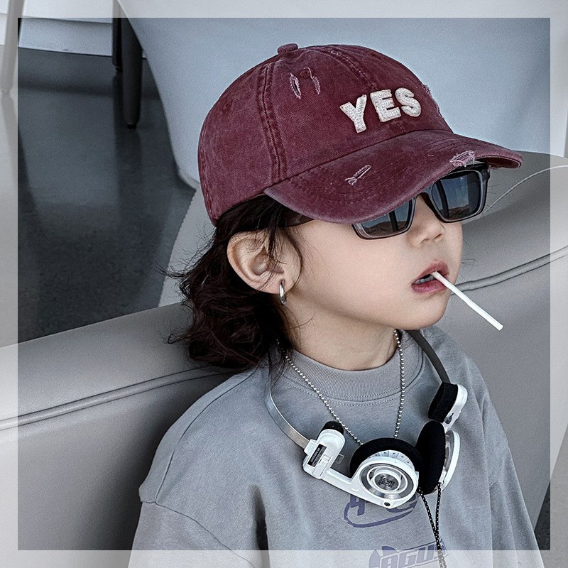 Primavera y otoño retro vaquero lavado sombrero para niños sombreros de letras viejas para niños y niñas sombreros de béisbol suaves