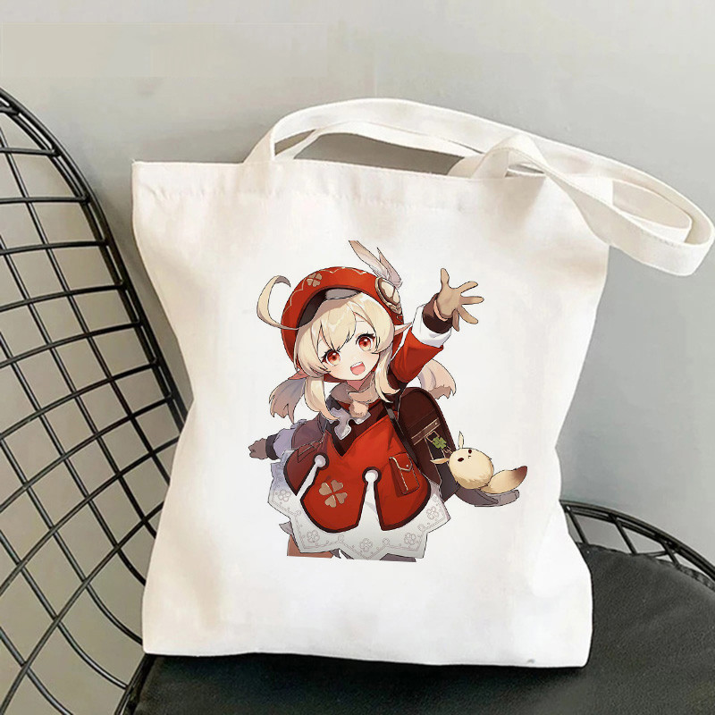Comercio exterior transfronterizo Genshin Impacto Y2K impresión bolsa de lona Harajuku bolsa de hombro bolsa de moda bolsa de compras