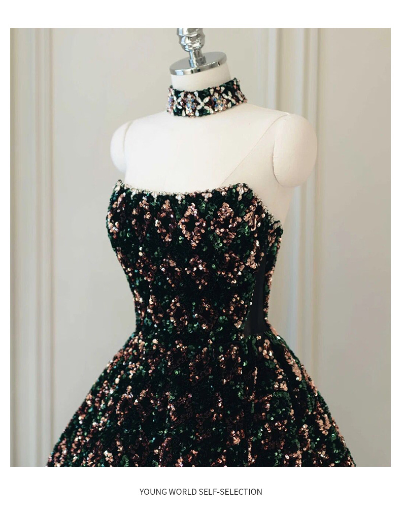 Đầm dạ hội dáng dài không dây đính sequin cao cấp — Màu trong hình, Hình ảnh màu đuôi cá chi tiết 8