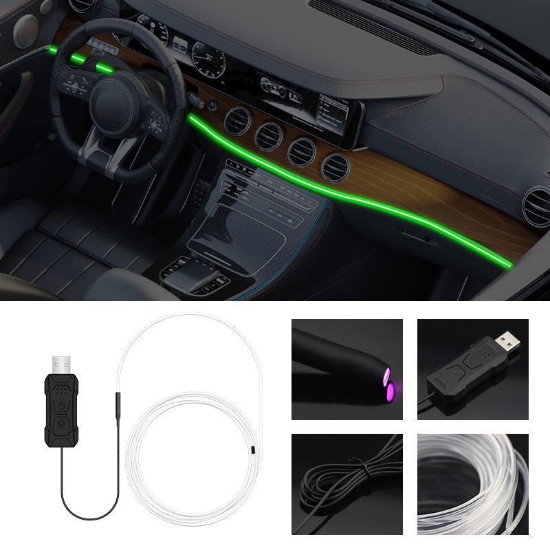 LED interior de luz fría colorida música de control de voz de automóviles luz de atmósfera sin cableado para cambiar la decoración de la atmósfera