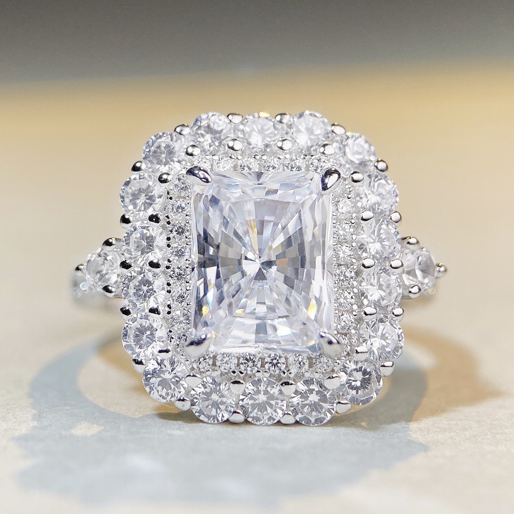 Fashion Geometric Sterling Silver Inlay Zircon Rings 1 Piece