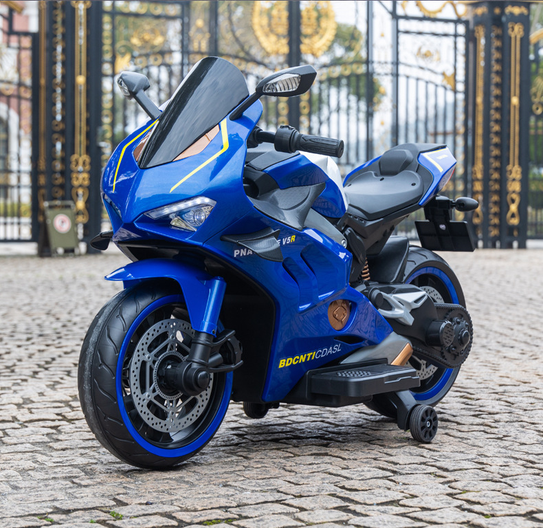 Coche eléctrico para niños Motocicleta autónoma para niños con rueda auxiliar Control remoto Motocicleta cochecito eléctrico al por mayor