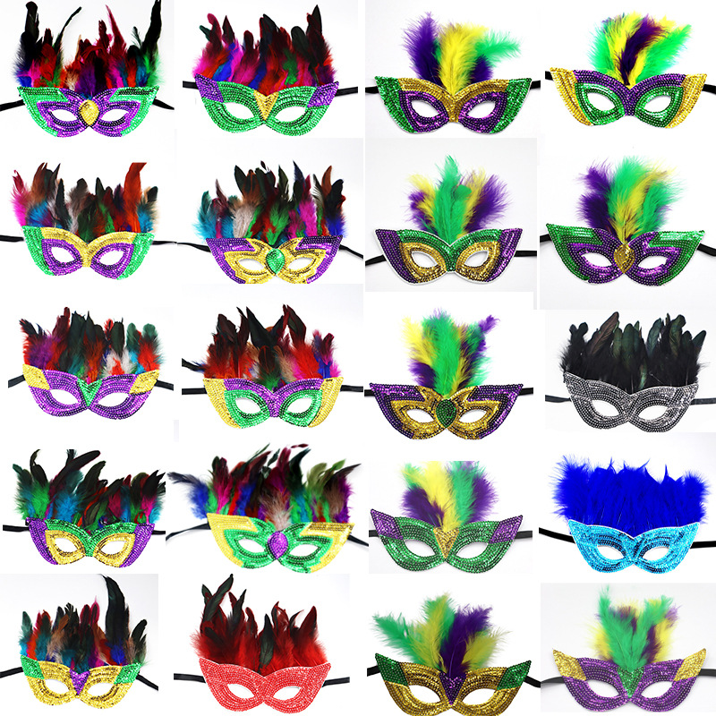 Carnaval europeo y americano Mardi Gras máscaras doradas morada-verde - sequela máscaras de fiesta bar transfronterizas