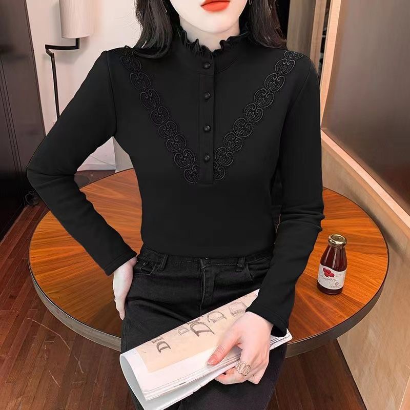 The M-5Xl Derong Semi-High-Neck Long-Sleeved T-Shirt Is Perfect For Autumn And Winter It Features A Cozy Fleece Lining_ecoleips.com