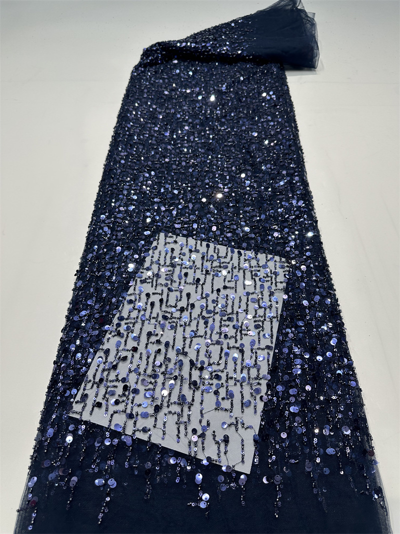 Fábrica al por mayor sequinilla bordada perlas tubo bordado tela de moda rendimiento de escenario ropa de vestir de alta calidad tela