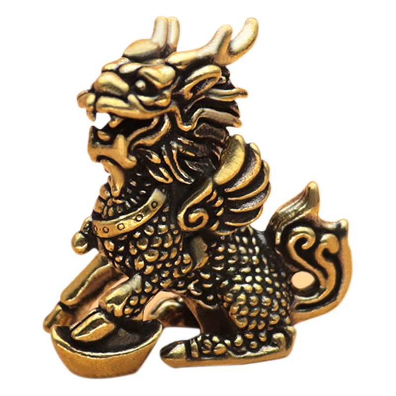2024 год дракона талисман бронза купеческий фестиваль Рог изобилия Бронзовый шаговый слиток Кирин украшения из чистой меди украшения для гостиной