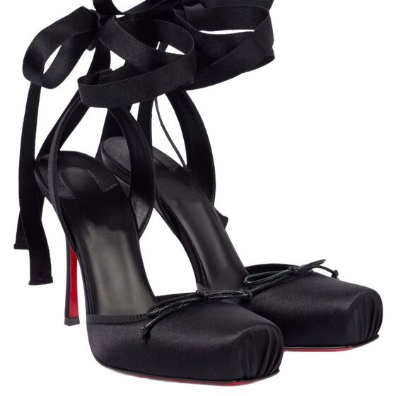Chengdu High-end Leather Sole Women's Shoes Fashion Catwalk Satin Ribbon Baotou Platform Thin Heeled Ballet Bow Sandals