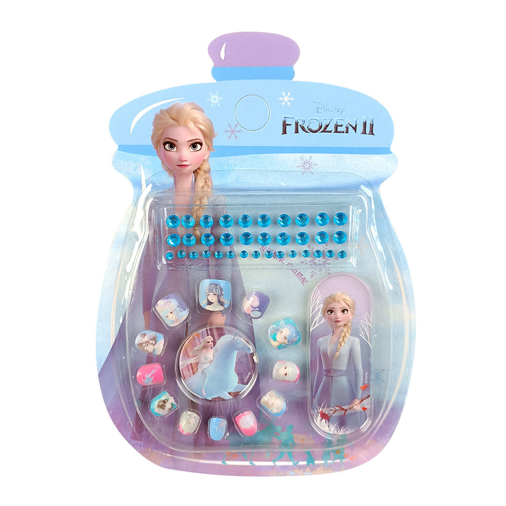 Blister hecho a mano bricolaje niños vistiendo uñas para niños niños pequeños Frozen Princess Aisha Nail Parche image 6