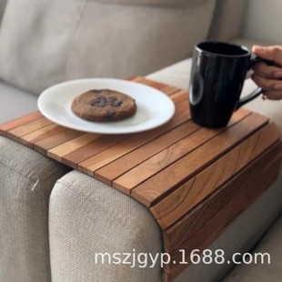 Wooden Sofa Clip Table Folding Table Wine Coffee Pastry Armrest Tray Table Non-slip Folding Tray