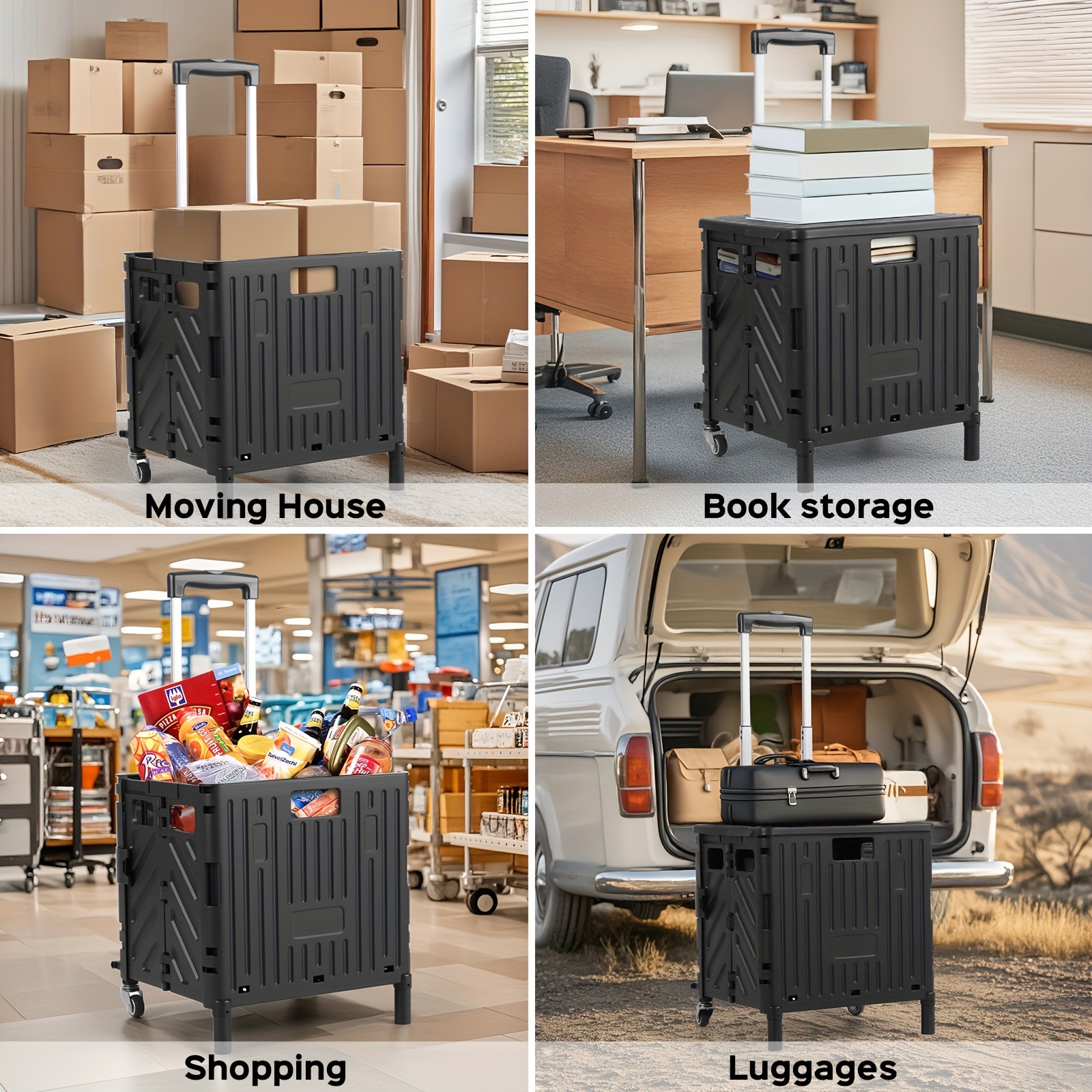 55 lbs High Load Bearing Rolling Cart 45L Large Capacity Transfronterizo