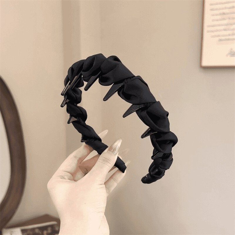 プリーツラップ～超妖精の細かいキラキラ不規則プリーツヘアフープ、甘い気質の歯付きコーム、高頭頂滑り止めヘアアクセサリー|undefined