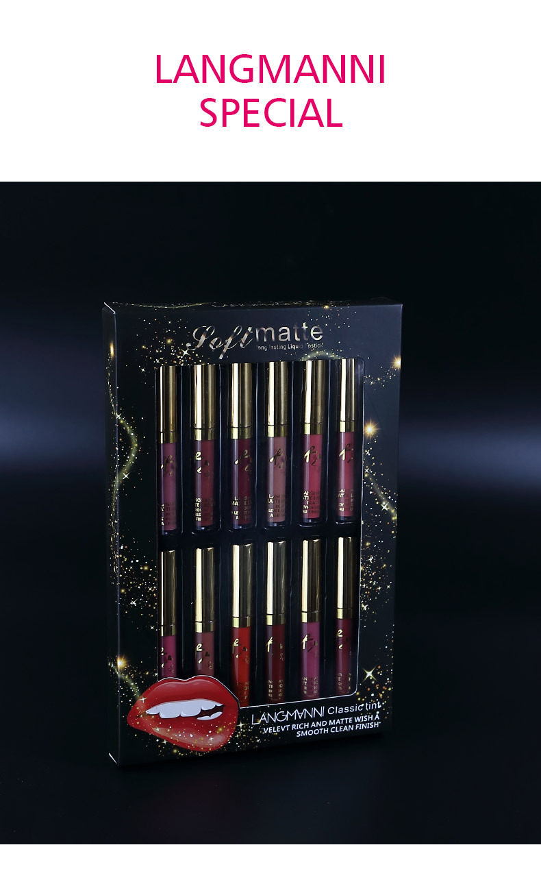 Langmanni 12-color matte Lip Gloss set, matte lip gloss Amazon Lipstick set undefined