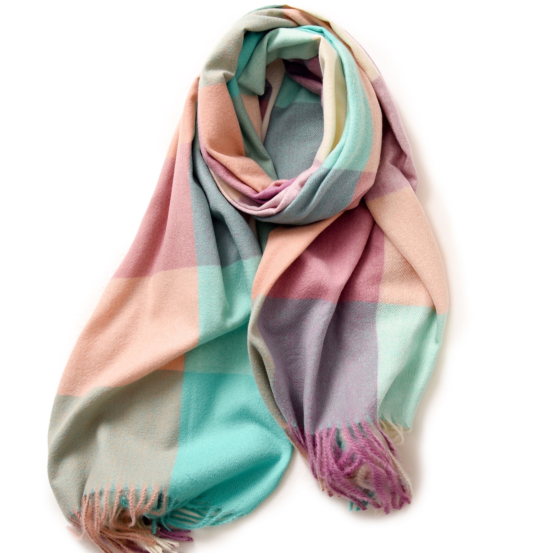 Buñuelo a cuadros para mujeres de otoño y invierno explosión de cachemira caliente buñuelo de oficina con buñuelo de alta calidad para mujeres de invierno