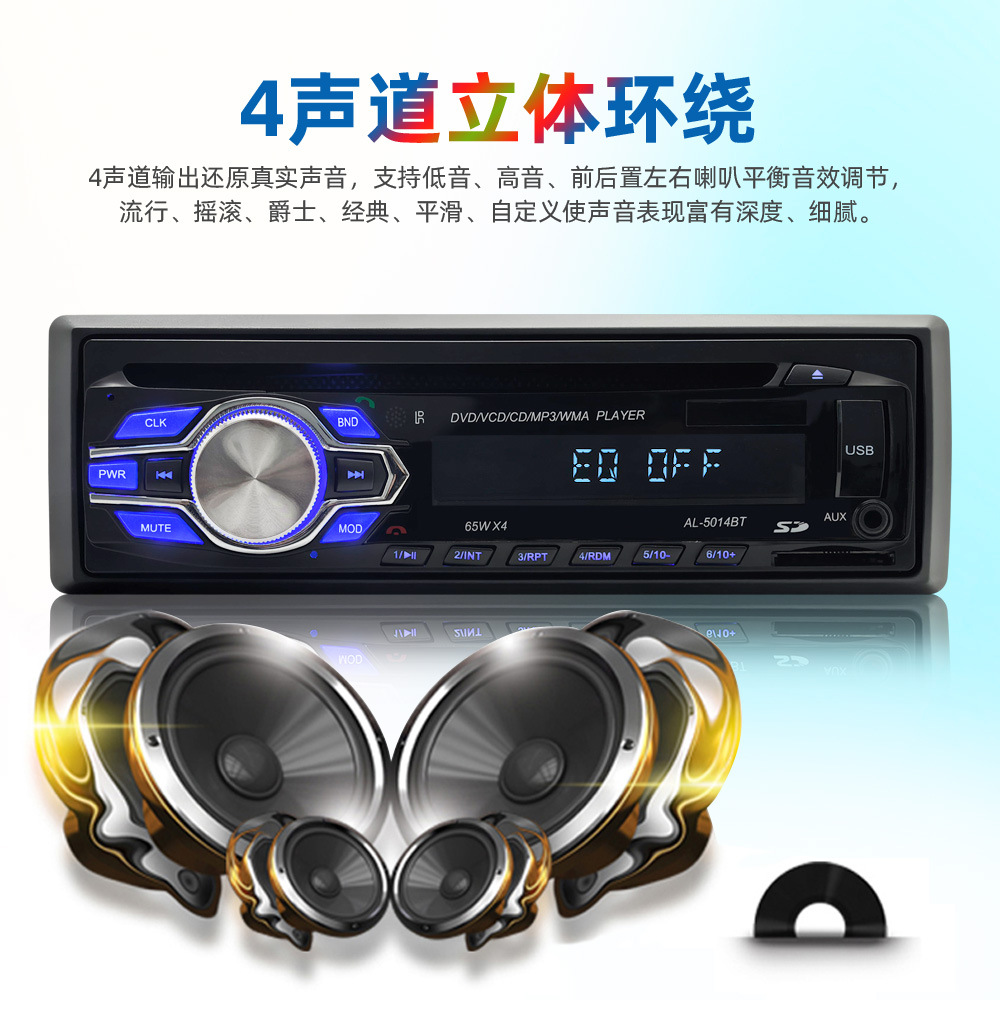 Car Dvd Player, Multifunctional Car Video Player, Car Single-Spindle Cd Player, 24V-12V, Bluetooth Hands-Free Calling