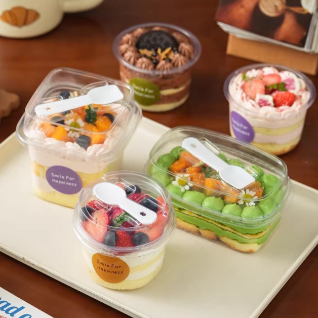 Round mousse cake cup disposable tiramisu box double-skin milk bran…