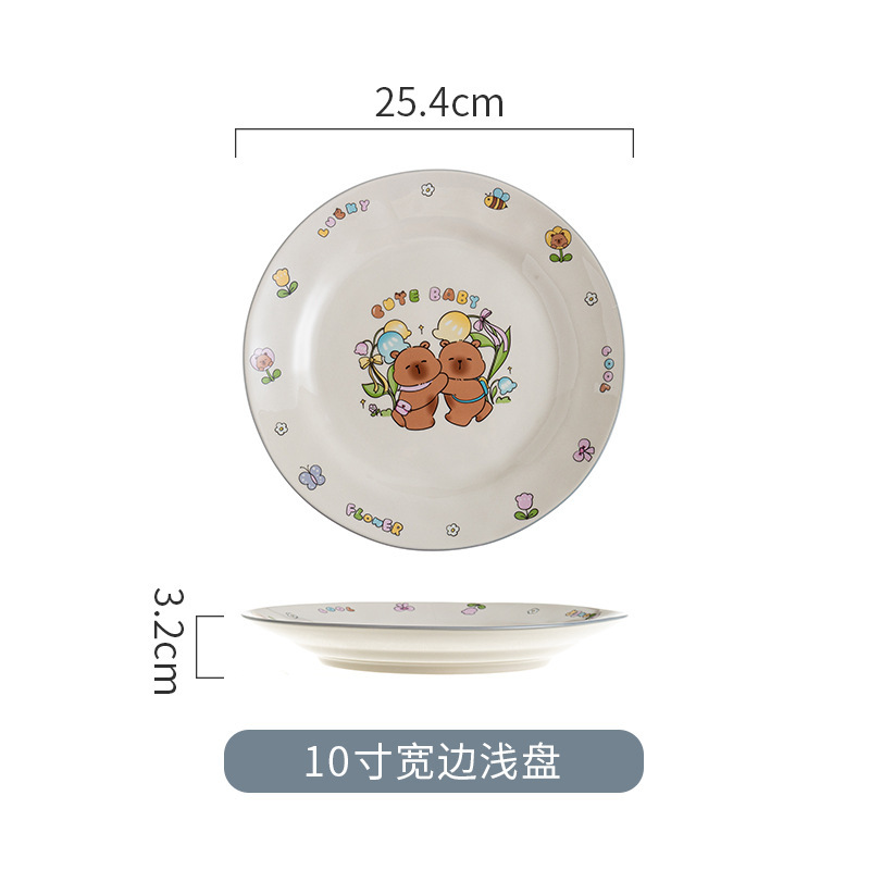 家庭用セラミックアンダーグレーズカラー漫画食器と食器セットかわいいボウルライスボウルサラダボウルクリエイティブスープボウルフィッシュプレート|undefined