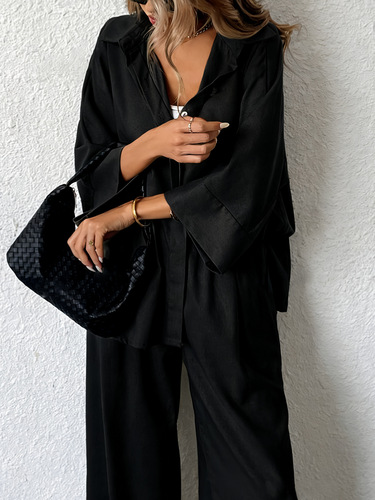 2026 Spring and Summer Shirt Set Women's Summer Women's New Large Size Loose European and American Pants Two-piece Set