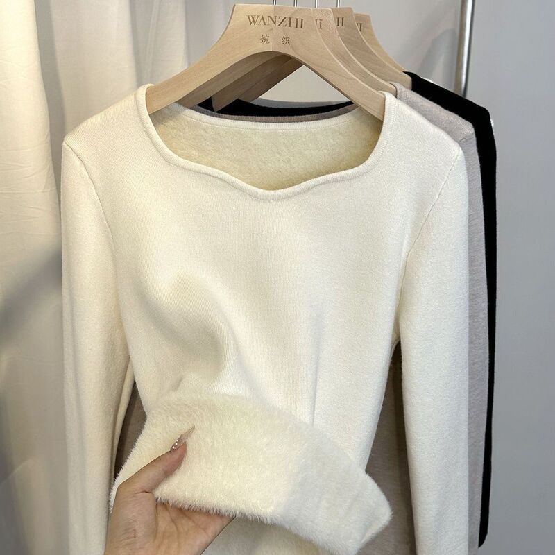 Fleece-Lined Base Layer Women's Winter Thickened Sweater 2026 New Trendy Autumn and Winter Stylish Long-Sleeve Warm Top