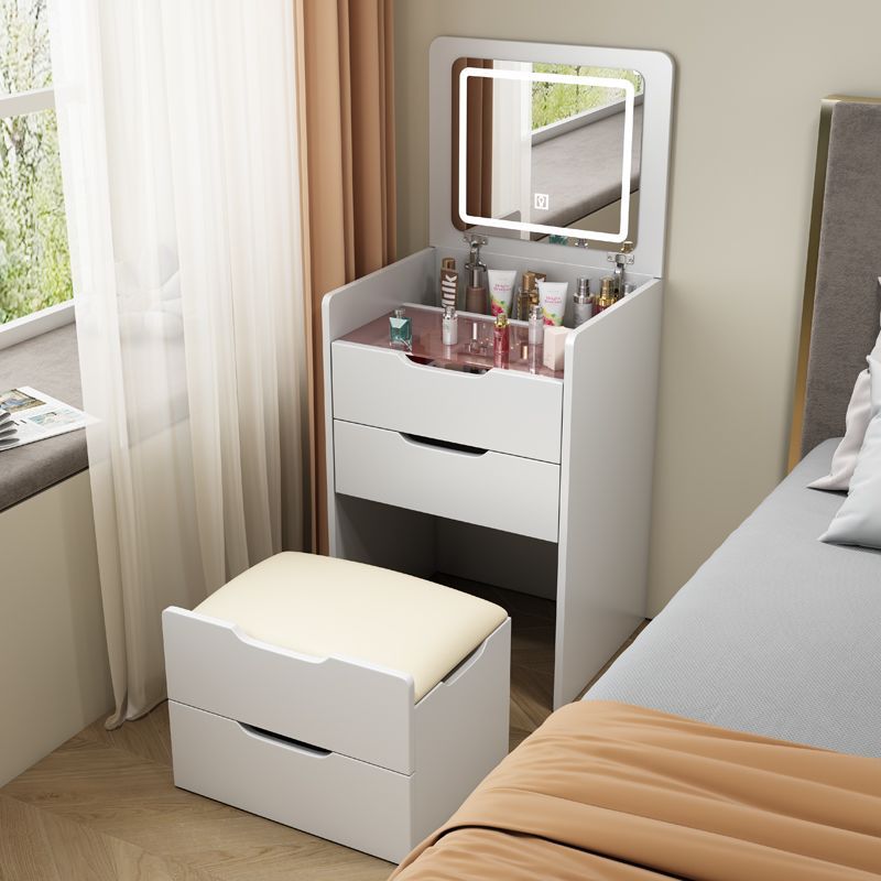 Dressing Table Bedroom Small Apartment Small Dressing Table with Drawer Storage Bedside Table Integrated Flip-Top Dressing Table with Light