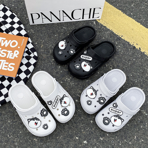 Outerwear Beach Sandals Beach Ins Trend Couple Summer Cap Toe Shoes Men's New Hole Shoes Women's Semi-Drag Lightweight Soft Sole