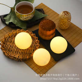 中秋节月亮圆球灯LED暖光鲜花花束礼盒插花装饰DIY氛围小夜灯