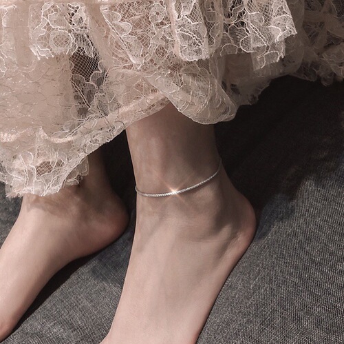 Silver Starry Sky Pull-on Anklet Simple Personalized Design Unique Style Korean Style Women's All-match Anklet Wholesale