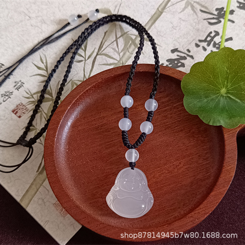 흑색 밧줄을 가진 백옥수불(23*21mm)