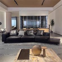 意式轻奢迪兰真皮沙发极简现代客厅直排转角头层牛皮异形沙发组合