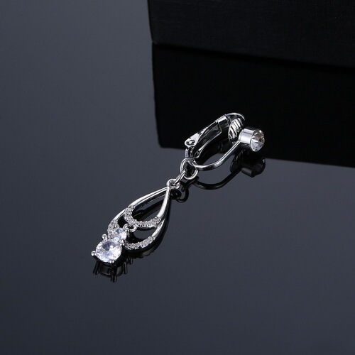 New hole-free large zirconium drop navel stud fake belly ring TK fire no piercing sexy navel dance style