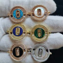 高版本欧美梅家时尚滑动白贝母戒指女个性风潮镀18K玫瑰金食指戒