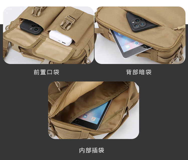 Single-shoulder bag, outdoor tactical multi-functional USB charging crossbody bag, military camouflage backpack, travel outdoor cycling bag undefined