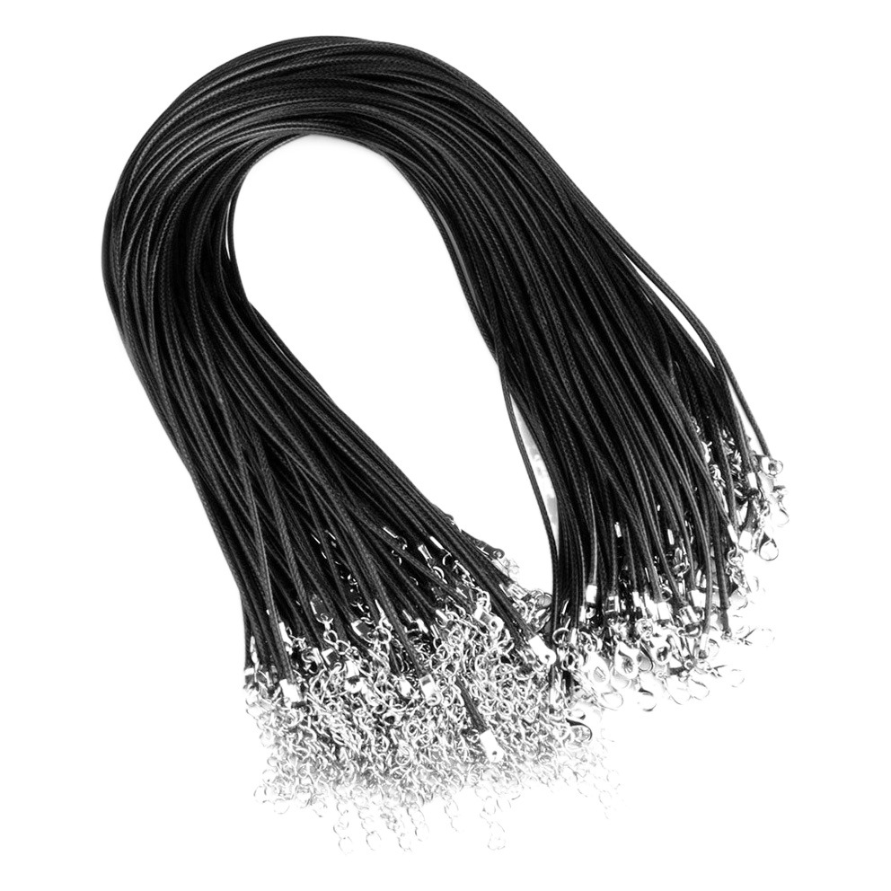 Amazon cross-border hot sale wax thread leather rope necklace black color necklace single rope jewelry pendant accessories