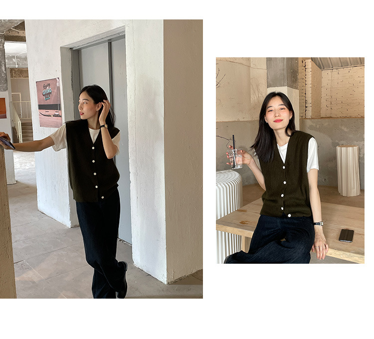 木兰时髦复古小马甲开衫女2023春季新款韩版简约针织上衣女 21507详情19
