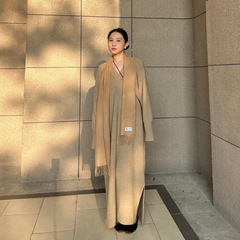 【现货】高级感气质休闲V领针织连衣裙秋冬新款宽松显瘦百搭长裙