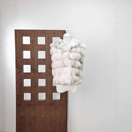 秋冬新款 温柔百搭修身显瘦灰白毛毛连帽背心马甲外套女连帽马甲