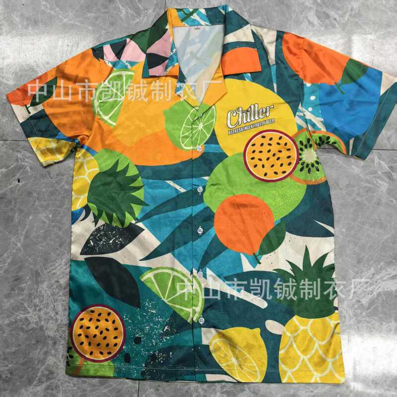 Customized Men's Sublimation Digital Printed Beach Shirts Cross-Border Exclusive Hawaiian Printed Short-Sleeved Shirts Customized Men's Sublimation Digital Printed Beach Shirts Cross-Border Exclusive Hawaiian Printed Short-Sleeved Shirts
