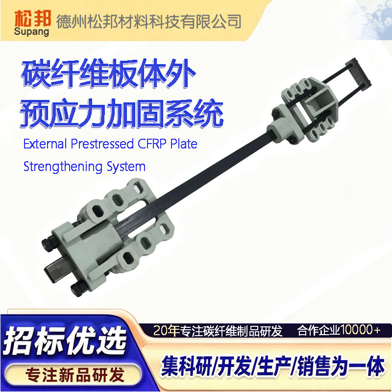 Carbon fiber plate prestressing system, carbon fiber composite plate, bridge and building reinforcement and repair, carbon fiber reinforcement plate